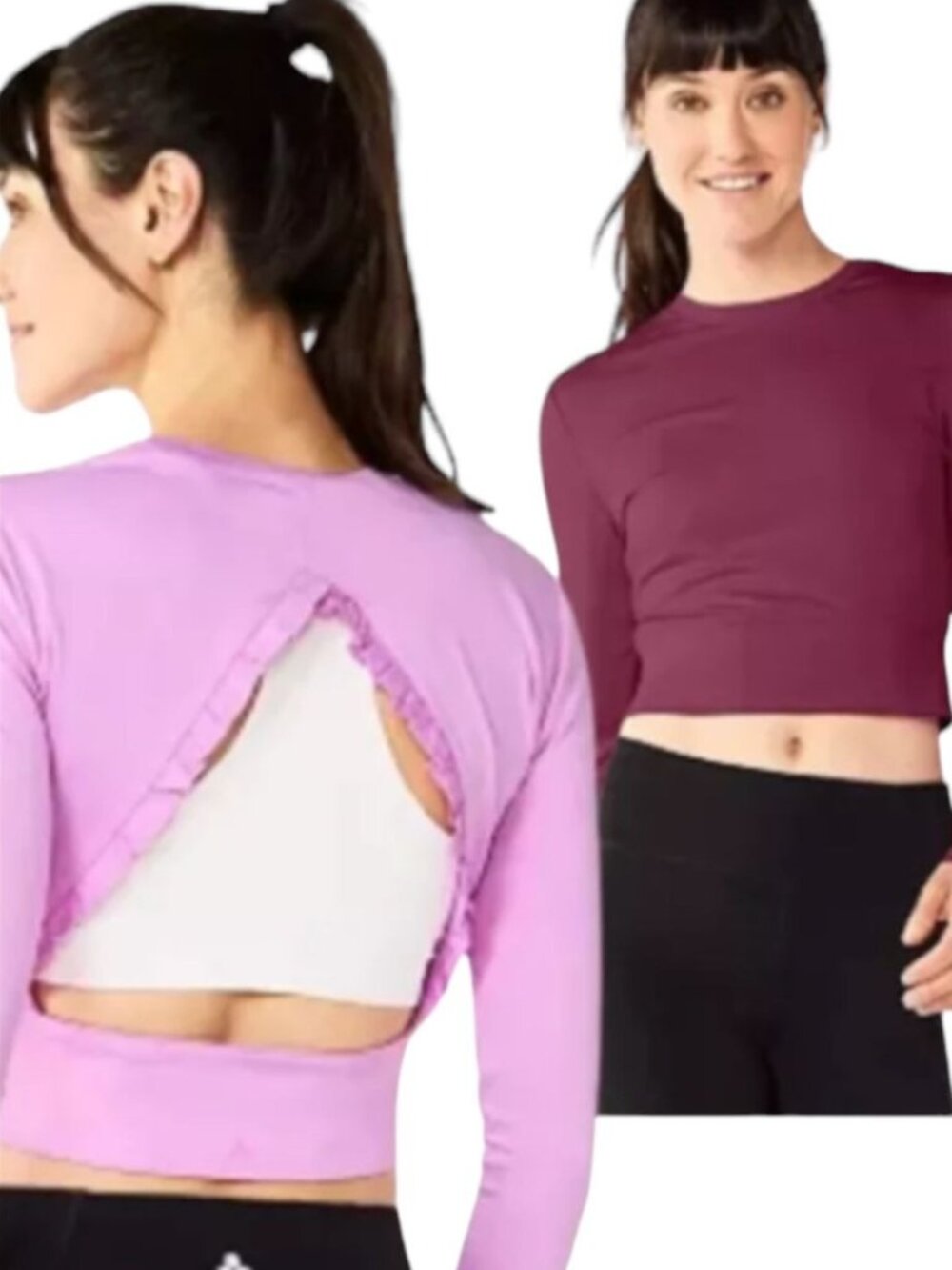 Tek Gear Ruffle Cut Out Long Sleeve Top NWT